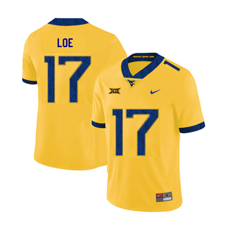 2019 Men #17 Exree Loe West Virginia Mountaineers College Football Jerseys Sale-Yellow